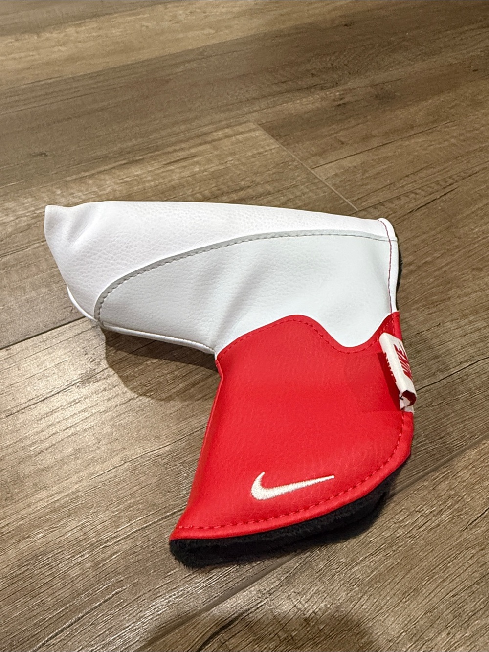 Nike White and Red Golf Putter Headcover